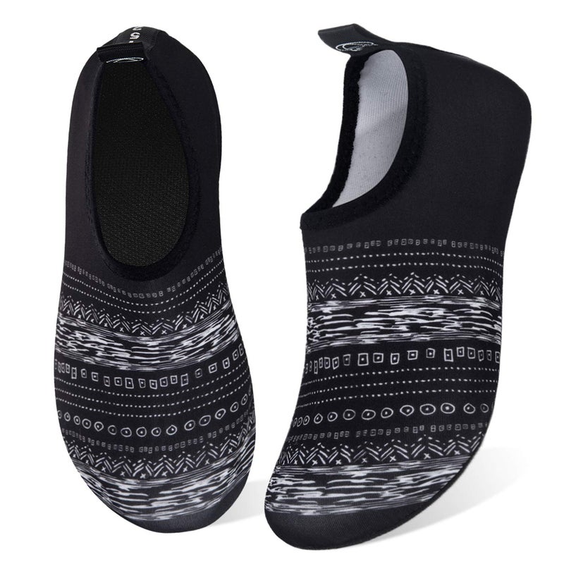 WateLves Water Shoes for Womens Mens Barefoot Quick-Dry Aqua Socks for Beach Swim Surf Yoga Exercise Camping Must Haves (Bohemia Black, 38/39) - Image 1